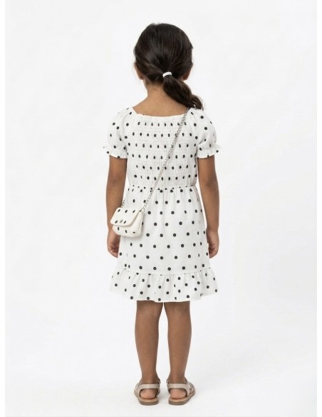 ROBE À POIS + SAC ASSORTI BLANCHE - FILLE