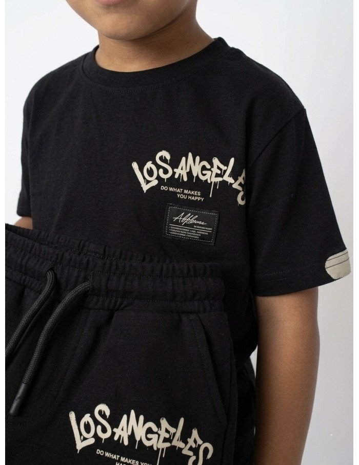ENSEMBLE T-SHIRT + SHORT LOS ANGELES NOIR - GARÇON