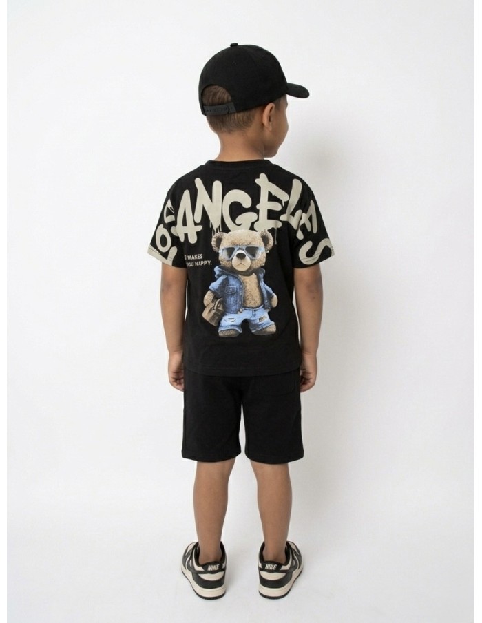 ENSEMBLE T-SHIRT + SHORT LOS ANGELES NOIR - GARÇON