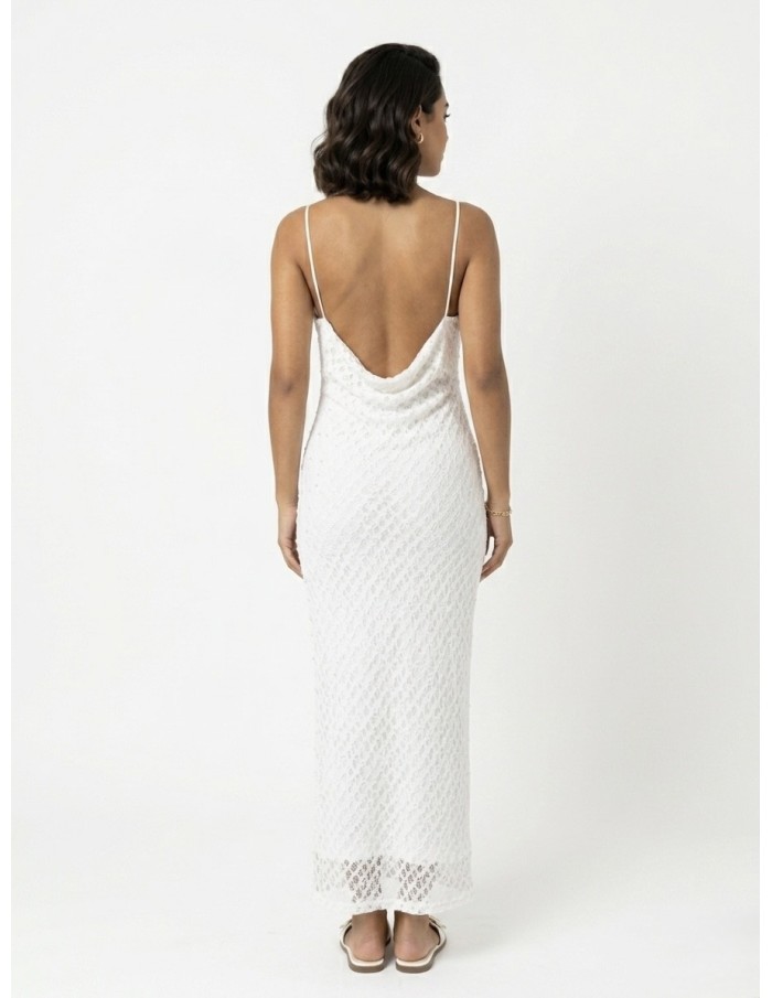 Robe longue à col bénitier blanche - FEMME