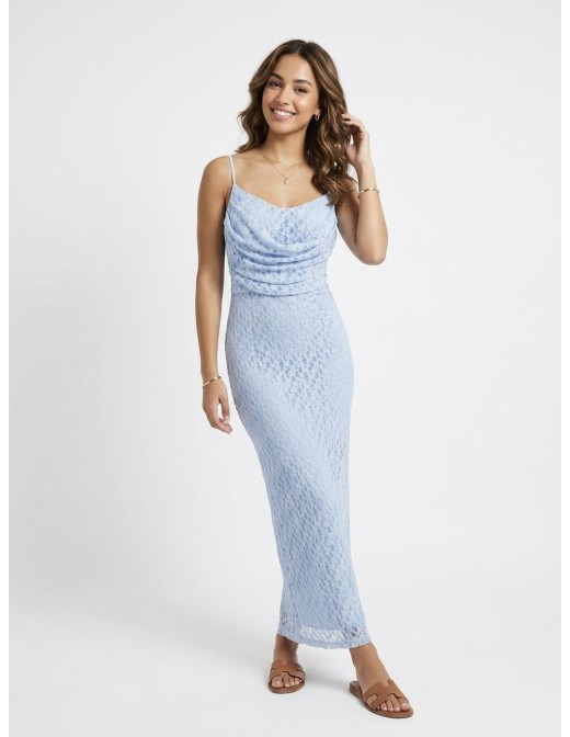 Robe longue à bretelles bleu ciel - FEMME