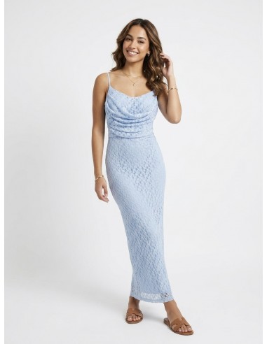 Robe longue à bretelles bleu ciel -...
