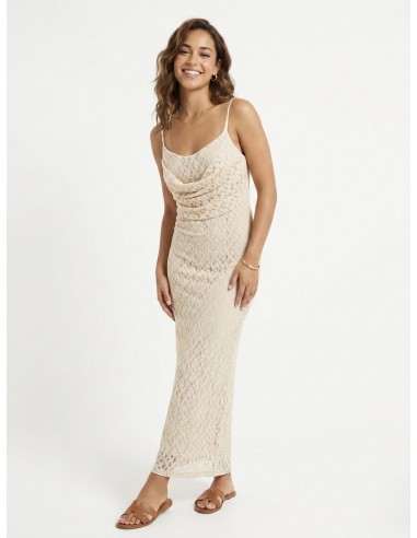 Robe longue à bretelles beige - FEMME