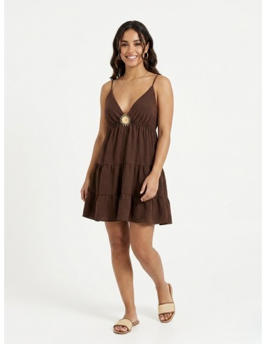 Robe Courte à Détail Soleil Chocolat...