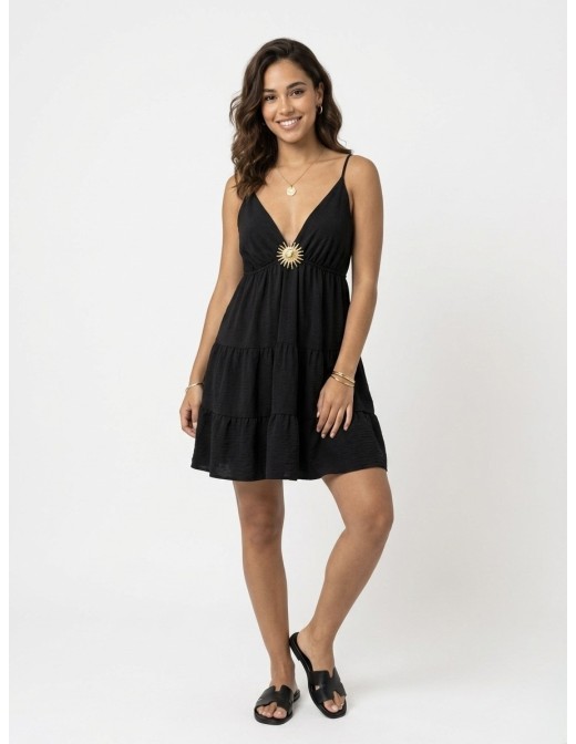 Robe Courte à Détail Soleil Noir - FEMME