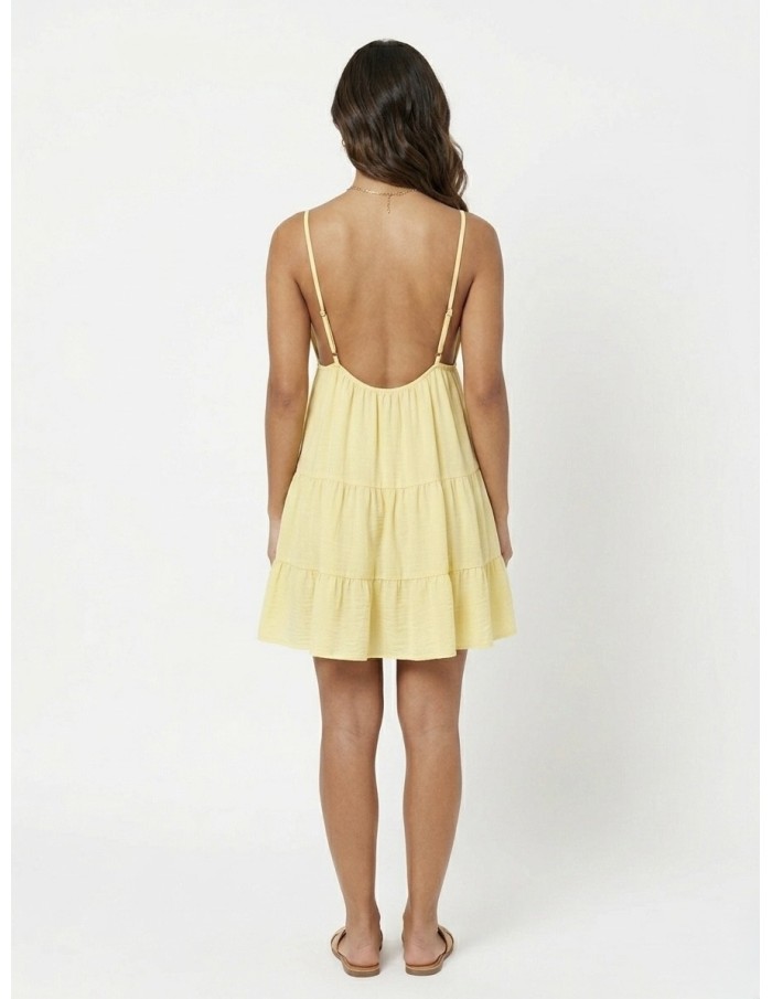 Robe Courte à Détail Soleil Jaune - FEMME