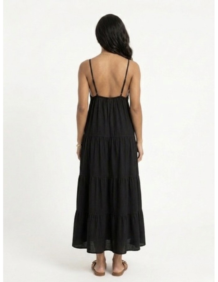 Robe Longue à Détail Soleil Noir - FEMME