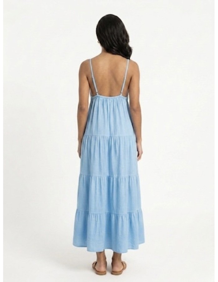 Robe Longue à Détail Soleil Bleu ciel- FEMME