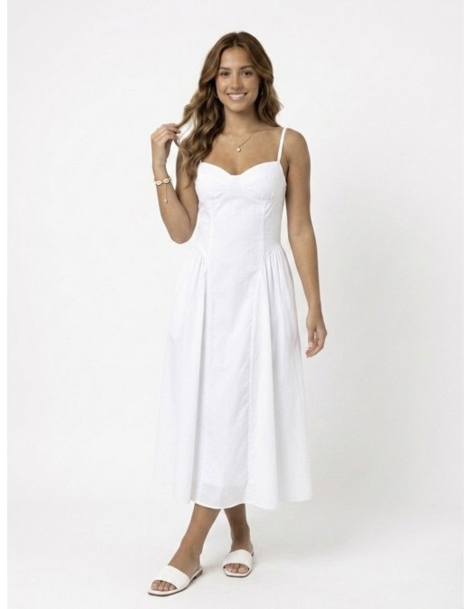 Robe à Bretelles Blanche Réglable Femme | Zerda Boutiques