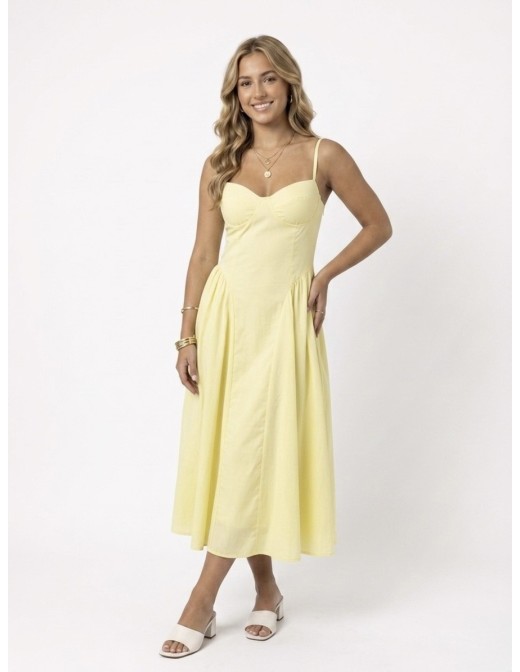 Robe à Bretelles Jaune Réglables Femme | Zerda Boutiques