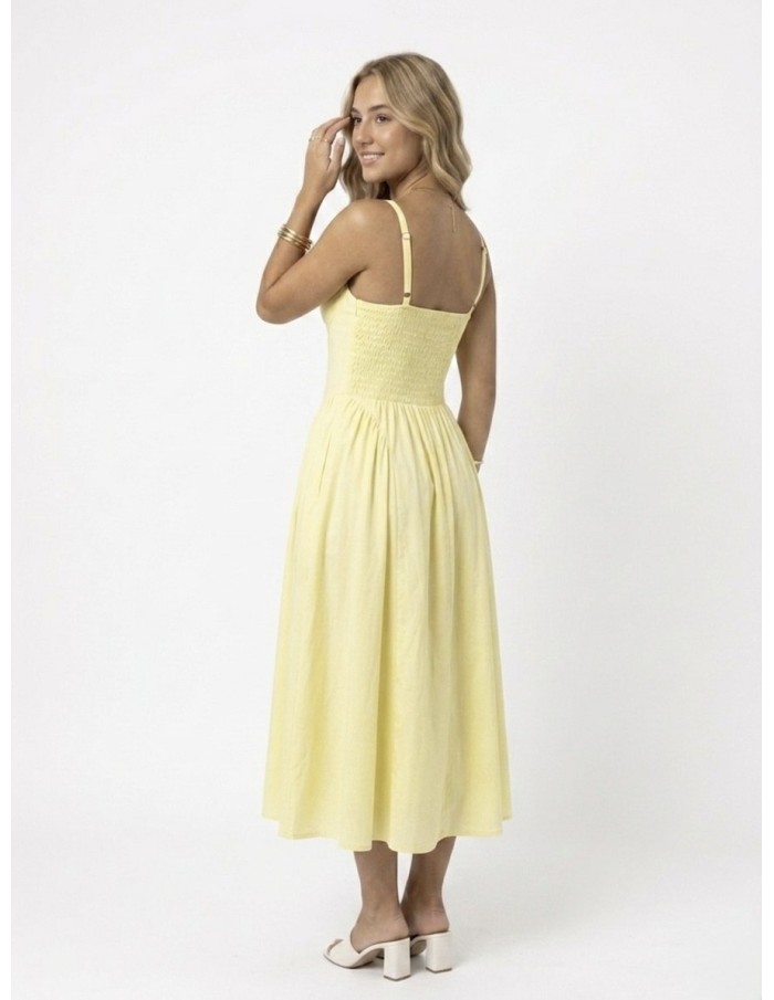 Robe à Bretelles Jaune Réglables Femme | Zerda Boutiques