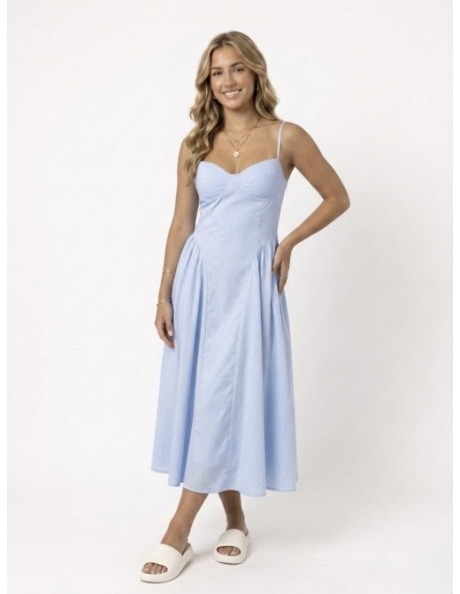 Robe à Bretelles Bleu ciel Réglables Femme | Zerda Boutiques