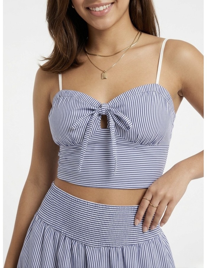 ENSEMBLE BUSTIER & JUPE RAYURES BLEUES - FEMME