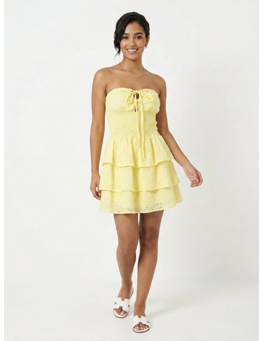 ROBE BUSTIER COURTE JAUNE - FEMME