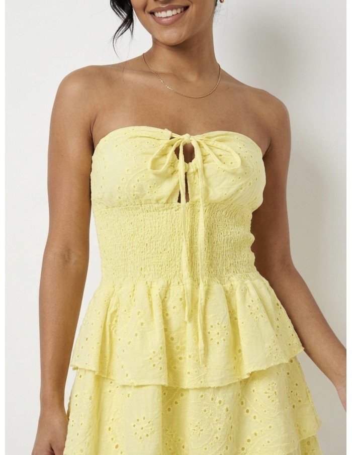 ROBE BUSTIER COURTE JAUNE - FEMME