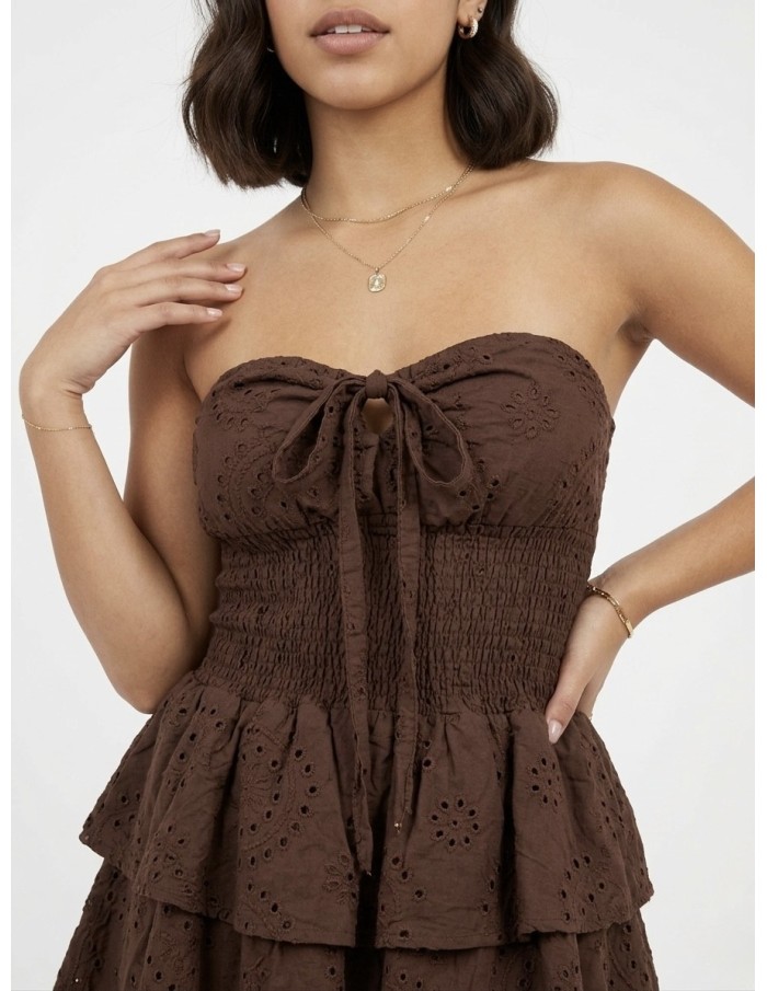 ROBE BUSTIER COURTE CHOCOLAT - FEMME