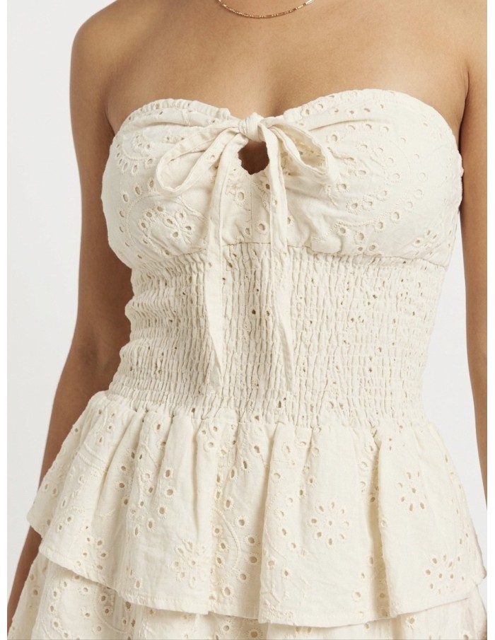 ROBE BUSTIER COURTE ÉCRU - FEMME