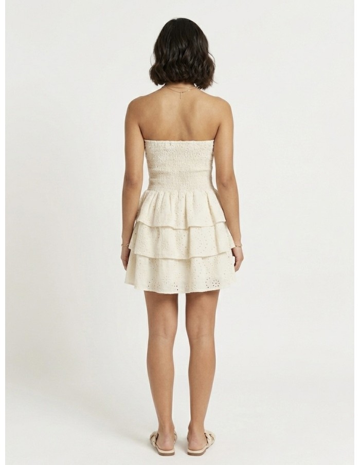 ROBE BUSTIER COURTE ÉCRU - FEMME