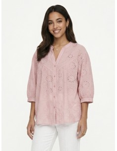 CHEMISIER À BRODERIES ROSE...