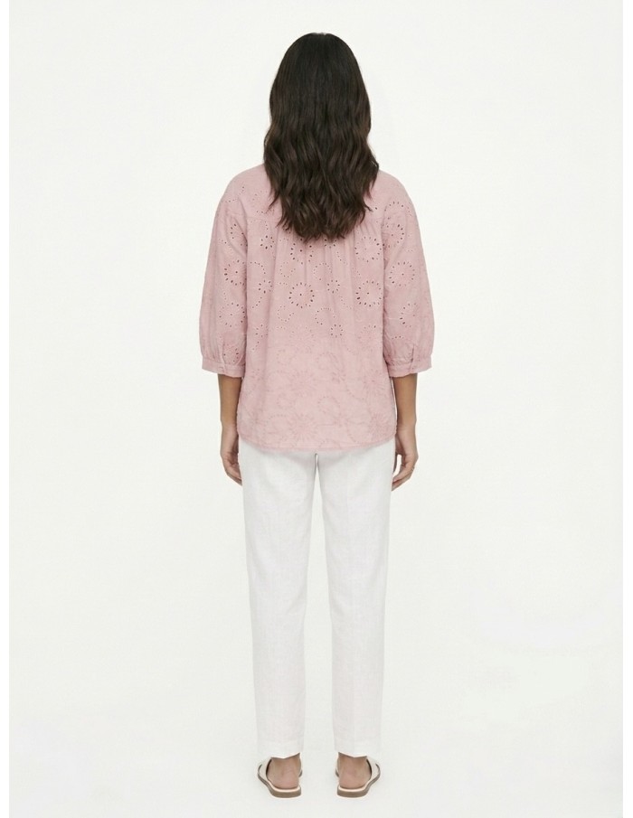 CHEMISIER À BRODERIES ROSE - FEMME