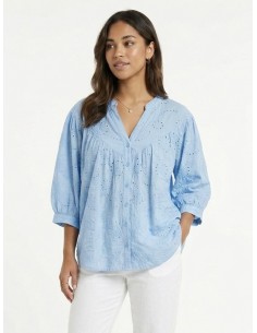 CHEMISIER À BRODERIES BLEU...