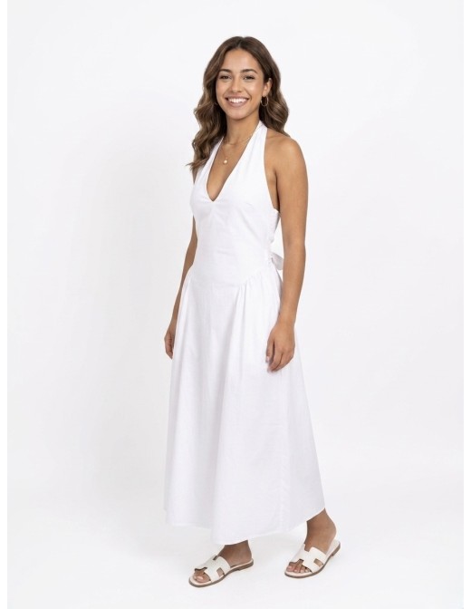 ROBE LONGUE COL V BLANCHE - FEMME