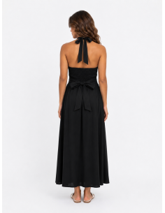 ROBE LONGUE COL V NOIR - FEMME 2