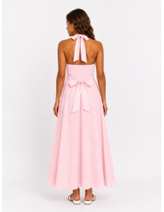 ROBE LONGUE COL V ROSE- FEMME 2