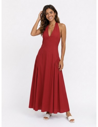 ROBE LONGUE COL V ROUGE - FEMME