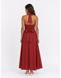 ROBE LONGUE COL V ROUGE -... 2