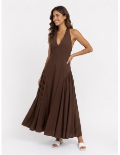 ROBE LONGUE COL V CHOCOLAT...