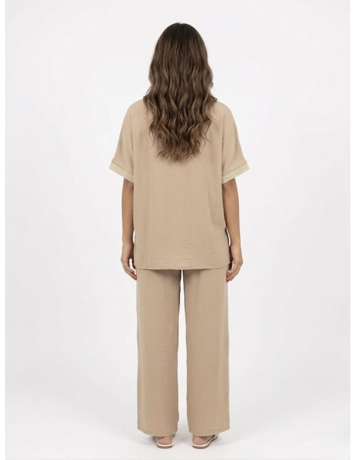 ENSEMBLE À DÉTAILS DORÉS BEIGE - FEMME