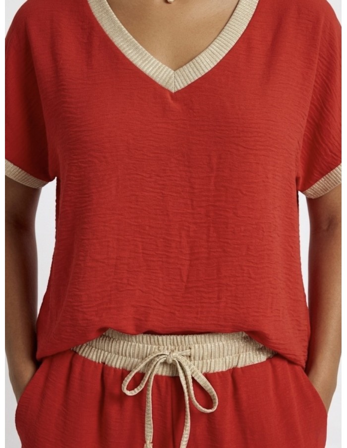 ENSEMBLE À DÉTAILS DORÉS ROUGE - FEMME