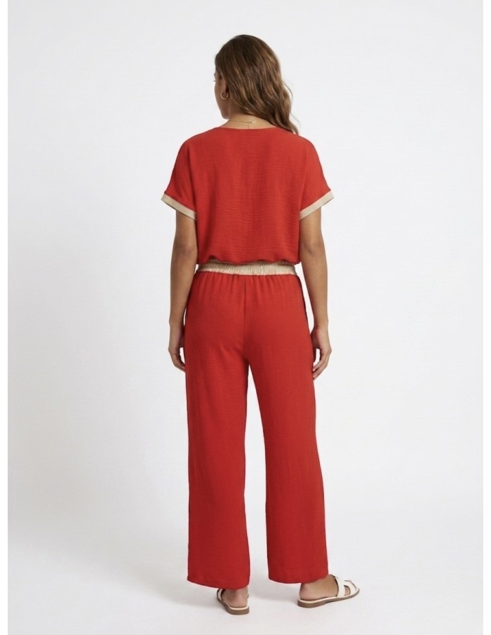 ENSEMBLE À DÉTAILS DORÉS ROUGE - FEMME