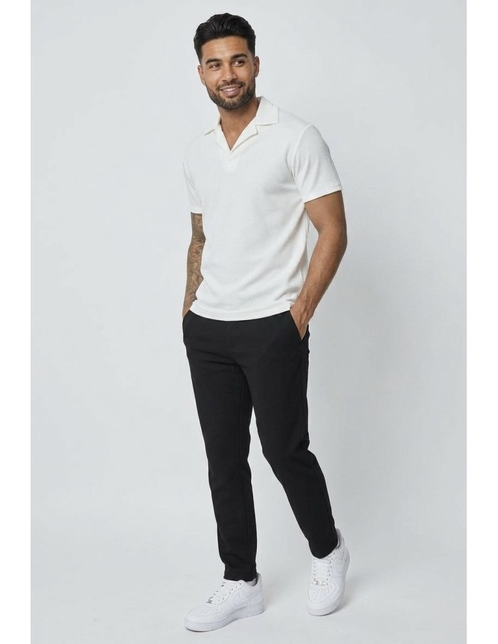 POLO MANCHES COURTES TEXTURÉ BLANC – HOMME