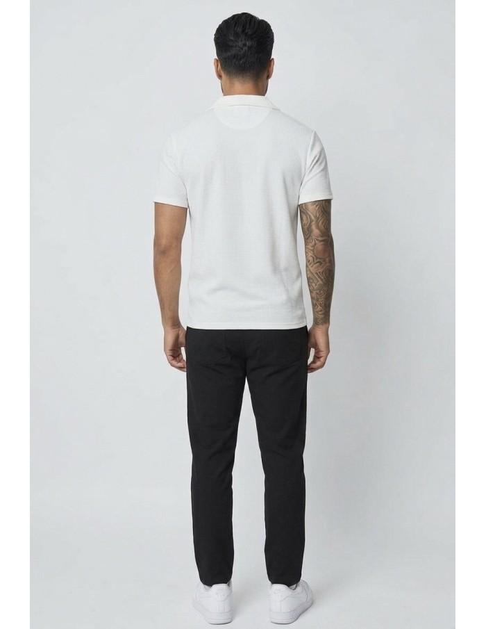 POLO MANCHES COURTES TEXTURÉ BLANC – HOMME