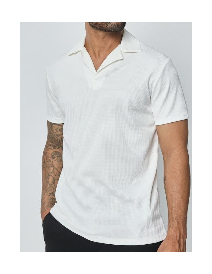 POLO MANCHES COURTES TEXTURÉ BLANC – HOMME