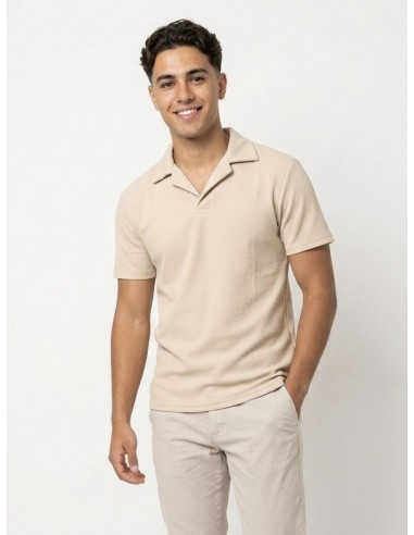 POLO MANCHES COURTES TEXTURÉ BEIGE –...
