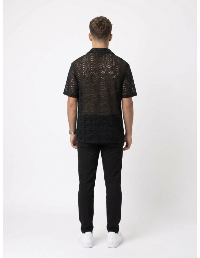 GILET CHEMISE EN MAILLE NOIR – HOMME