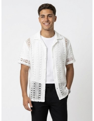 GILET CHEMISE EN MAILLE BLANC– HOMME
