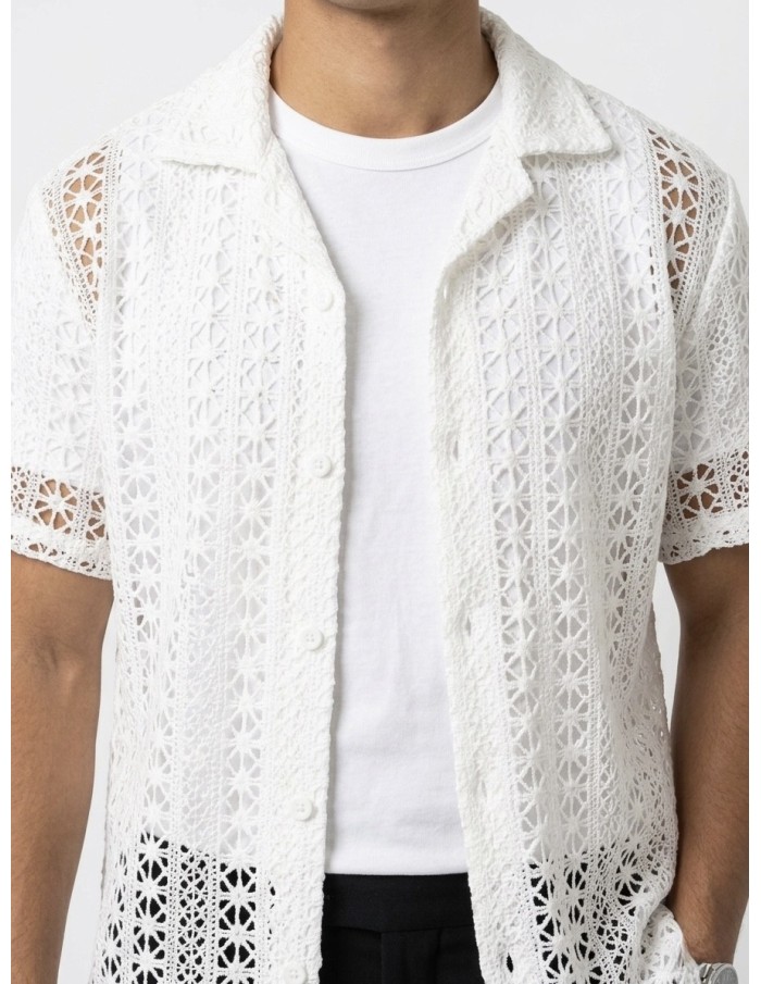 GILET CHEMISE EN MAILLE BLANC– HOMME
