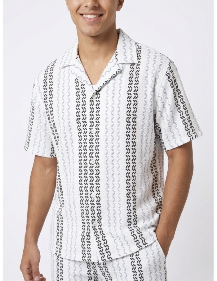 ENSEMBLE CHEMISE + SHORT EN MAILLE À MOTIFS - HOMME