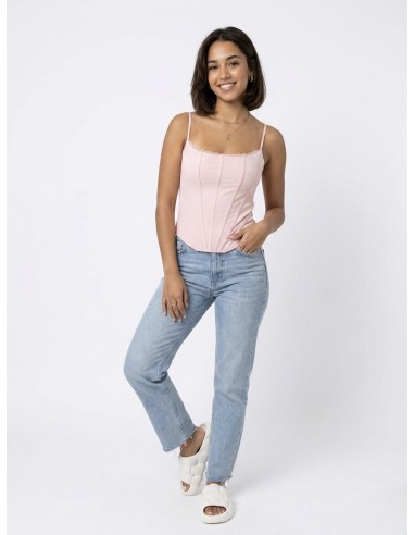 TOP À BRETELLES STYLE CORSET ROSE -...
