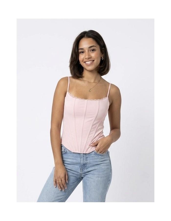 TOP À BRETELLES STYLE CORSET ROSE - FEMME