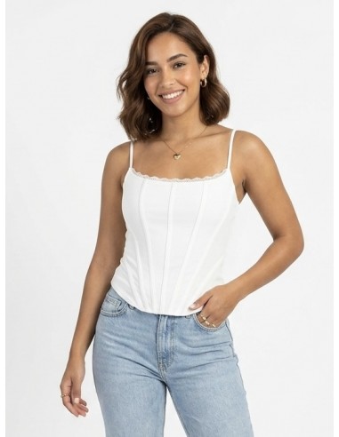TOP À BRETELLES STYLE CORSET BLANC -...