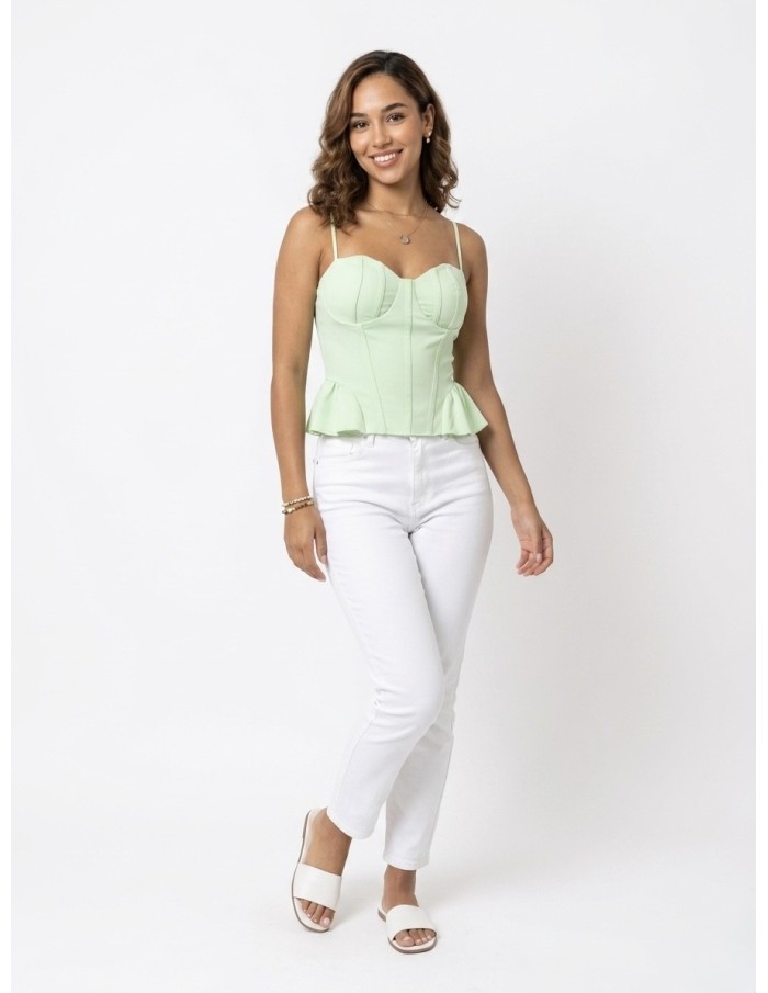 TOP BUSTIER À BRETELLES VERT MENTHE- FEMME