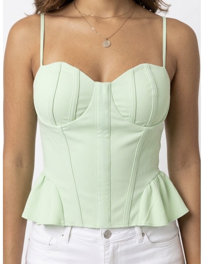 TOP BUSTIER À BRETELLES VERT MENTHE- FEMME