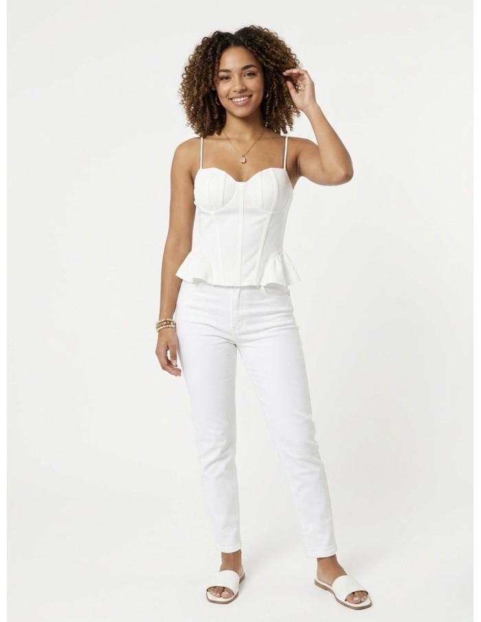 TOP BUSTIER À BRETELLES BLANC - FEMME