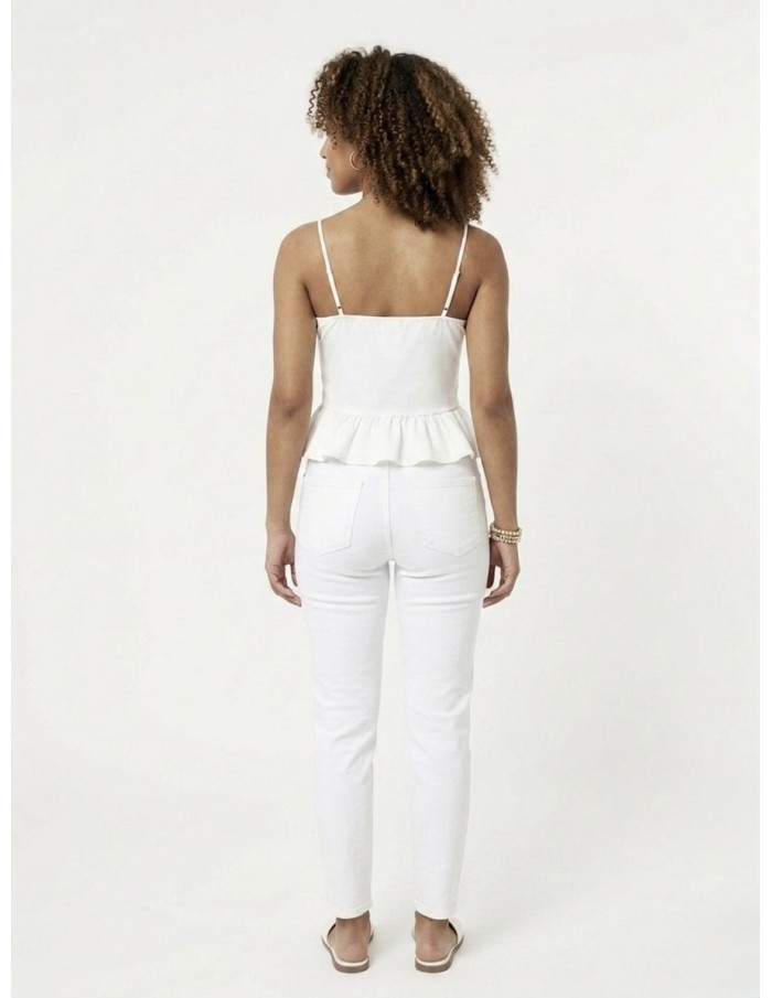 TOP BUSTIER À BRETELLES BLANC - FEMME