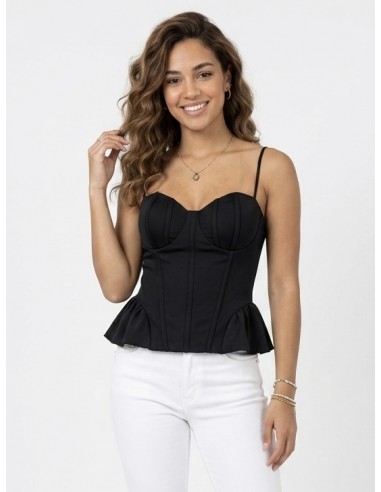 TOP BUSTIER À BRETELLES NOIR - FEMME